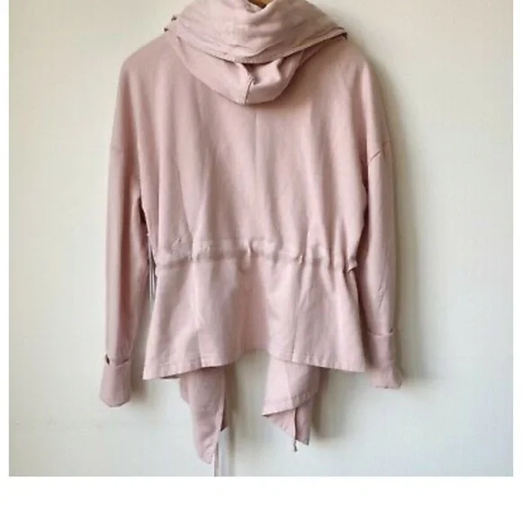 young fabulous & broke Blush Pink Open Front Hoodie Sweater Jacket - Picture 3 of 4